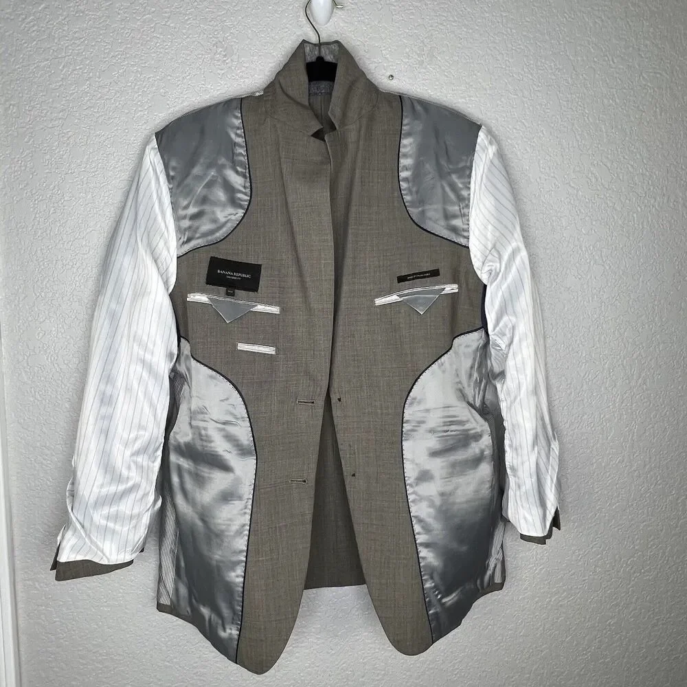 Banana Republic Mens Size 40S Wool Blazer Tailored Fit Taupe Tan